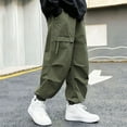thumbnail image 7 of HAOTAGS Teen Boys Cargo Pants(5-15), Elastic-Waist Trousers with Multi-Pockets Casual Comfy Long Pants Green 12-13 Years, 7 of 7