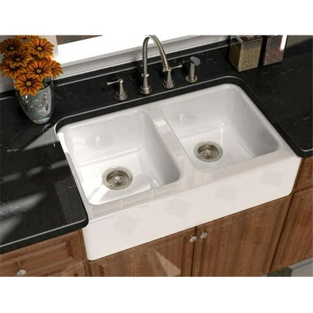SONG S-8840-4U-70 Undercounter Farmhouse Sink in White with 4 Faucet