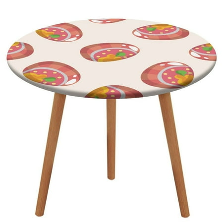 

Bybiment Round Fitted Tablecloth with Elastic Edge Easter Egg Cartoon Decorative Tablecloth Table Cover 39 Inch