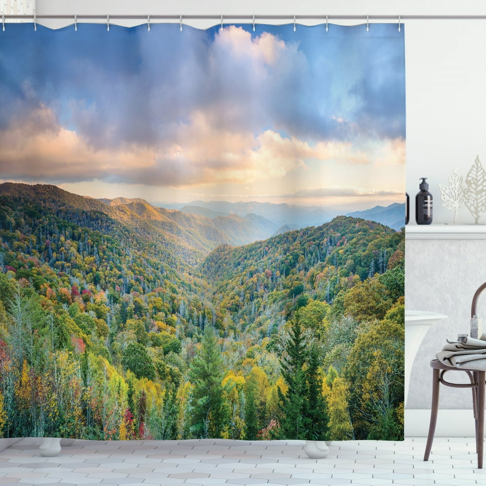 Appalachian Shower Curtain, Autumn Outdoor Scene Photo from Smoky ...