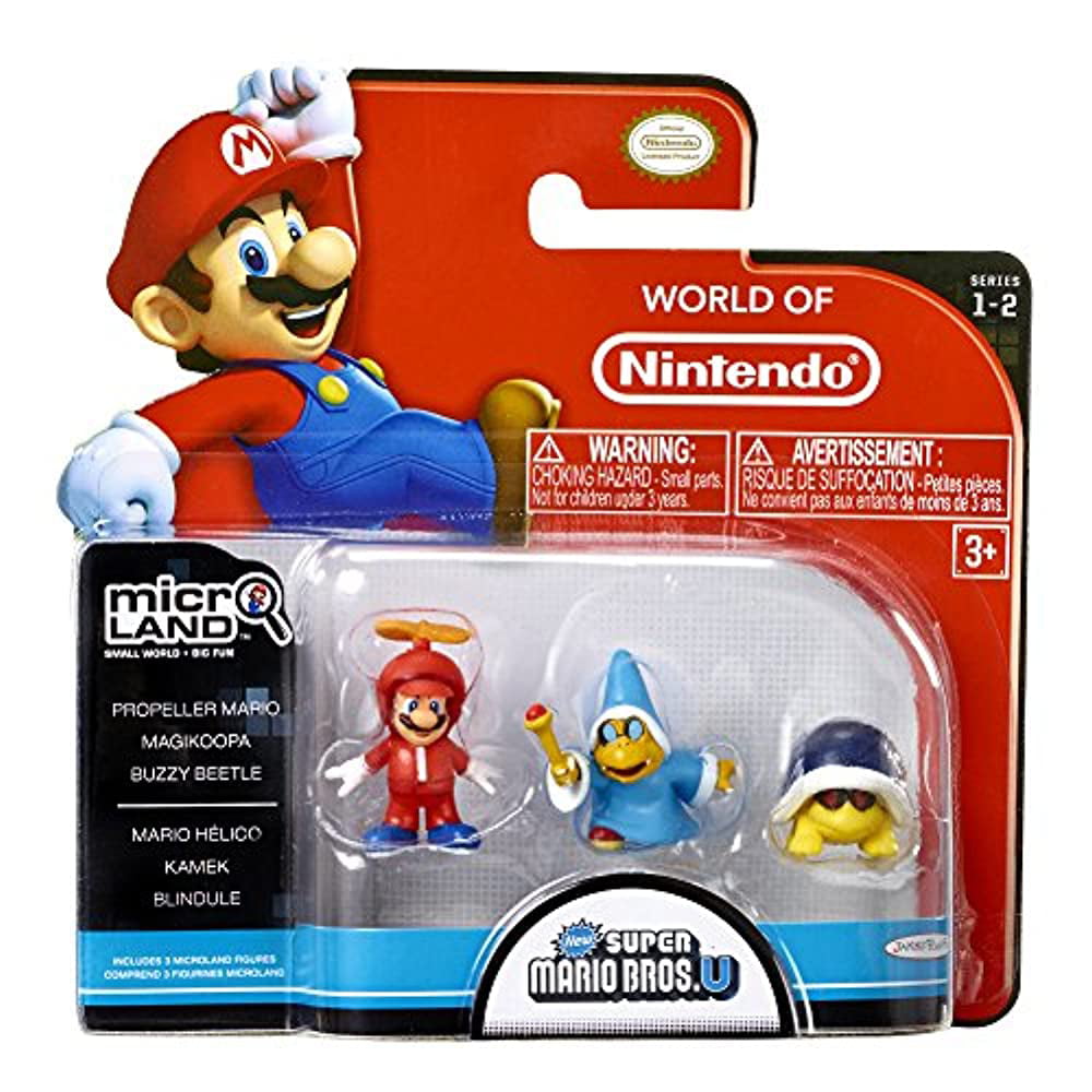Nintendo Mario Bros. U Micro - Paquet de 3 figurines - Propeller Mario/Kamek/Buzzle  Beetle 