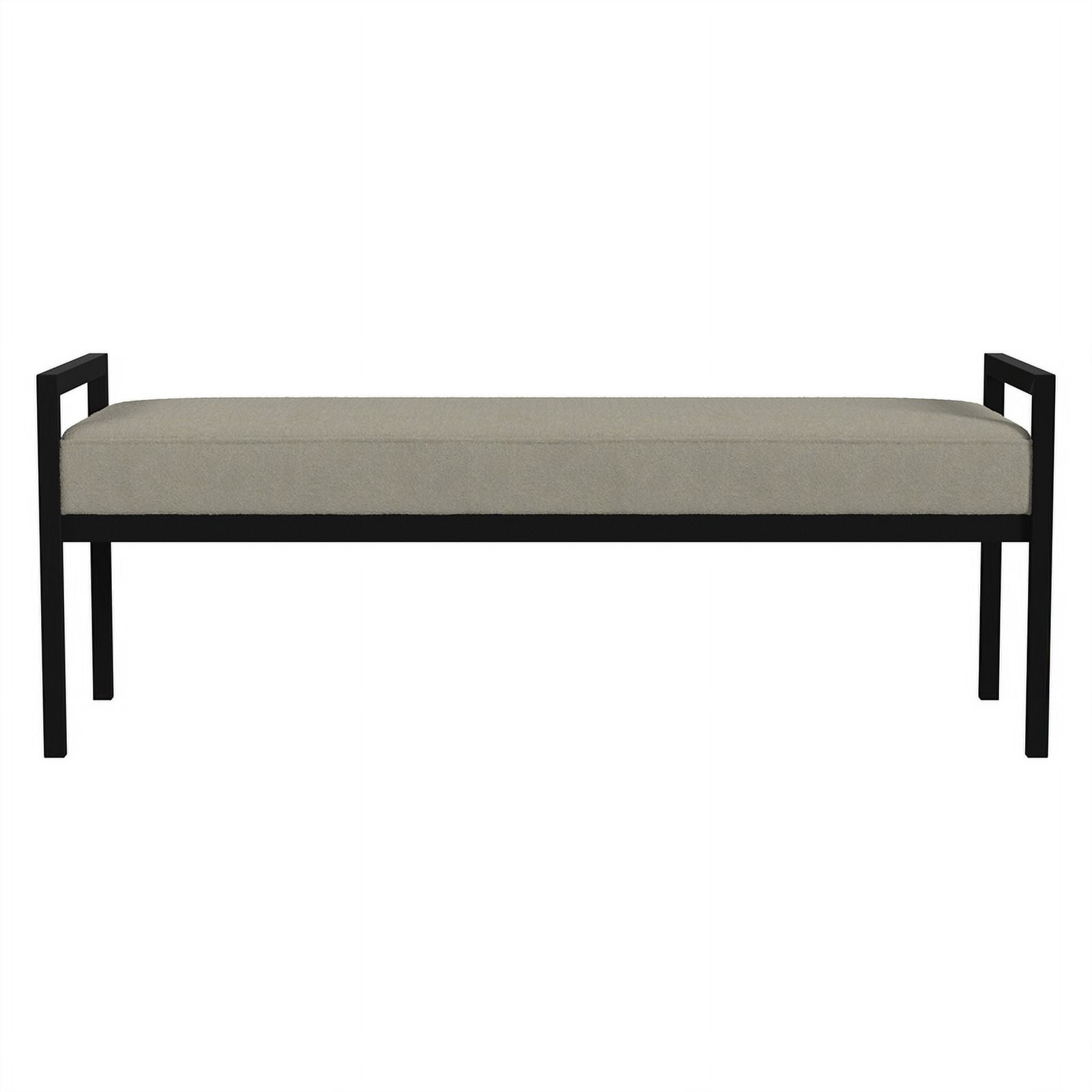 HomePop Modern Metal & Velvet Bench, 49.5"W x 17.25"D x 19"H, gray/Black