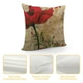 thumbnail image 4 of ONETECH  Flower Pillow,Home Decorative Throw Pillow Cover Red Poppy Flower Beige Floral Waist Lumbar Cotton Linen Throw Pillow case Cushion Cover, 4 of 5
