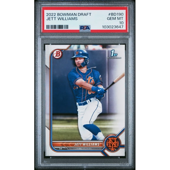 Graded 2022 Topps Bowman Draft Jett Williams #BD190 Rookie RC Baseball Card PSA 10 Gem Mint