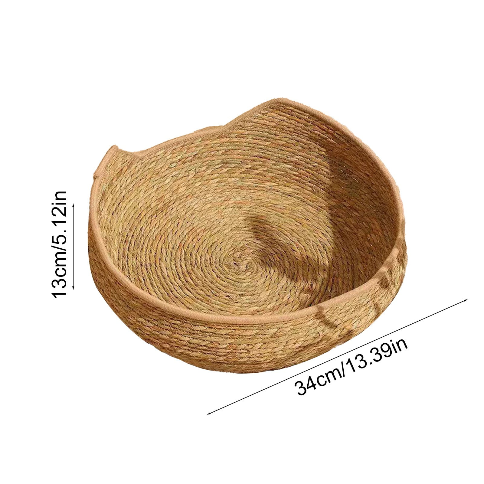 SPOORYYO Woven Grass Pet Bed (Cats), Polyester Scratch Pad Bed for All Seasons, Detachable Washable, 34x34x13cm/13.77x13.77x5.12in, Khaki & Army Green (1 Piece)