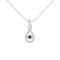 Natural Amethyst 2 Stone Infinity Pendant Necklaces for Women in Sterling Silver,February Birthstone Jewelry Gifts for Her Birthday,Wedding Anniversary,Mothers Day,Christmas,Graduation,Valentines