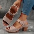 thumbnail image 2 of Sandals for Women, Fish Mouth Design with Hook-and-Loop Ankle Strap, Thick Block Heel, Faux Leather Upper, Cushioned Insole, Breathable Open-Toe, 2 of 9