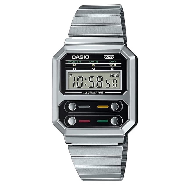 Casio Reloj Vintage Digital de Acero Inoxidable A100WE-1A A100WE-1 para Hombre