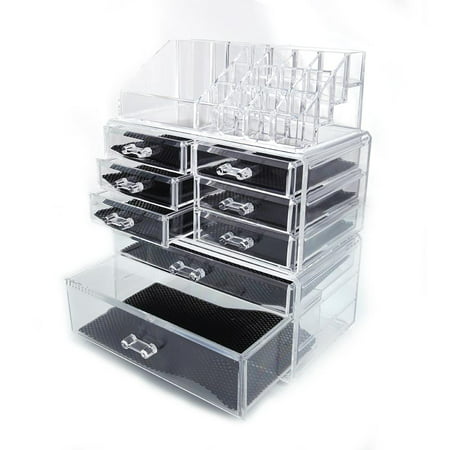 Ktaxon Acrylic Cosmetic Table Organizer Makeup Holder Case Box Jewelry Storage with 8