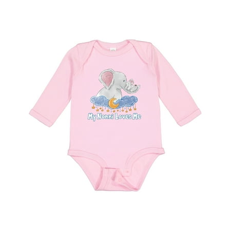 

Inktastic My Nonni Loves Me Cute Elephants Clouds Moon and Stars Boys or Girls Long Sleeve Baby Bodysuit