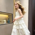 thumbnail image 4 of ATOGUTA Girls Long Dresses Flowy Dresses A-line Sundress for Girls Casual Beach Wedding Dress Size 5T-13, White, 4 of 6