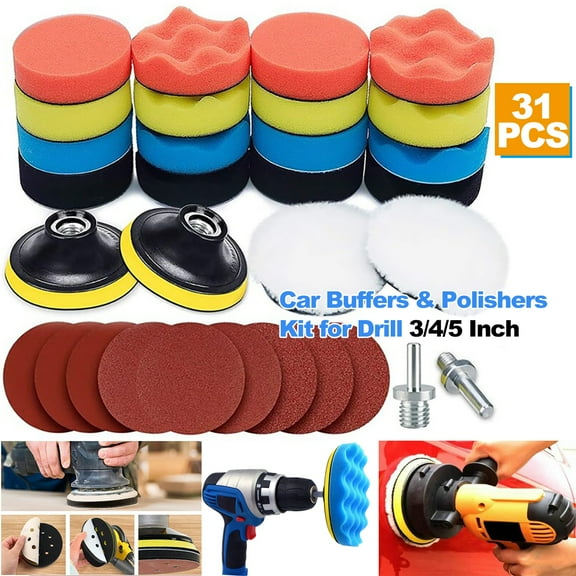 iMeshbean Multi-Size Car Polishing Buffing Pads Drill Sponge Kit Set Waxing Foam Polisher