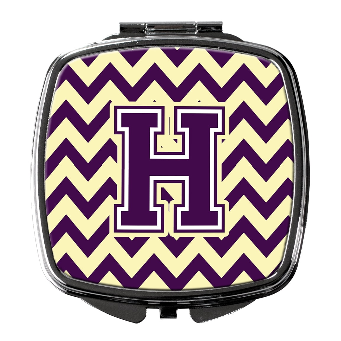 Letter X Chevron Purple and Gold Compact Mirror CJ1041-XSCM