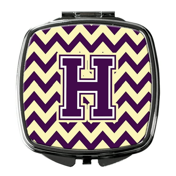 Letter H Chevron Purple and Gold Compact Mirror CJ1058-HSCM
