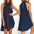 thumbnail image 5 of Womens Dresses Summer Sleeveless Loose Halter Neck Butterfly Vintage Print Casual Dress Yellow L, 5 of 7