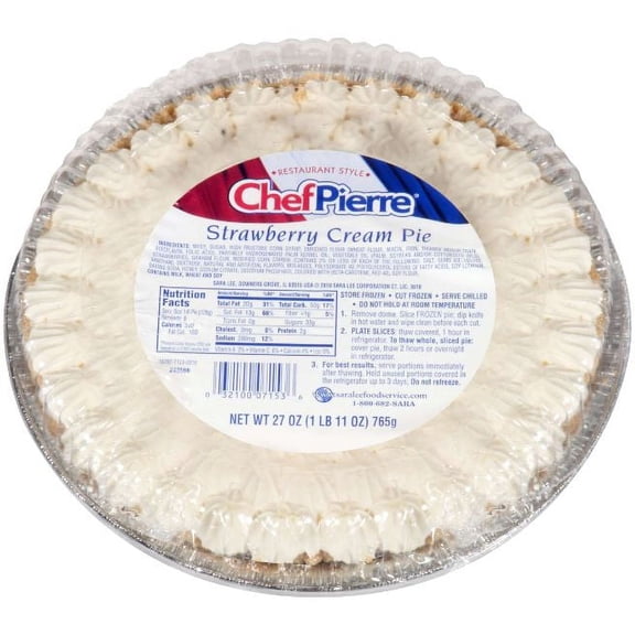 Sara Lee Chef Pierre Traditional Strawberry Cream Pie, 10 inch 27oz (PACK OF 6)