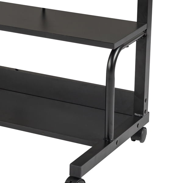 Black Wood Grain P2 15MM Particle Board Adjustable Computer Desk - 3 USB + 2 AC Outlets, for Students & Office Use