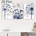 thumbnail image 2 of 2D Flat, 3pcs Navy Blue White Grey Abstract Floral Dandelion Canvas Wall Art Set - Minimalist Modern Navy Blue & White Posters, Unframed Flat 2D Wall Decor for Bedroom, Living Room, Dorm, Corridor -, 2 of 3
