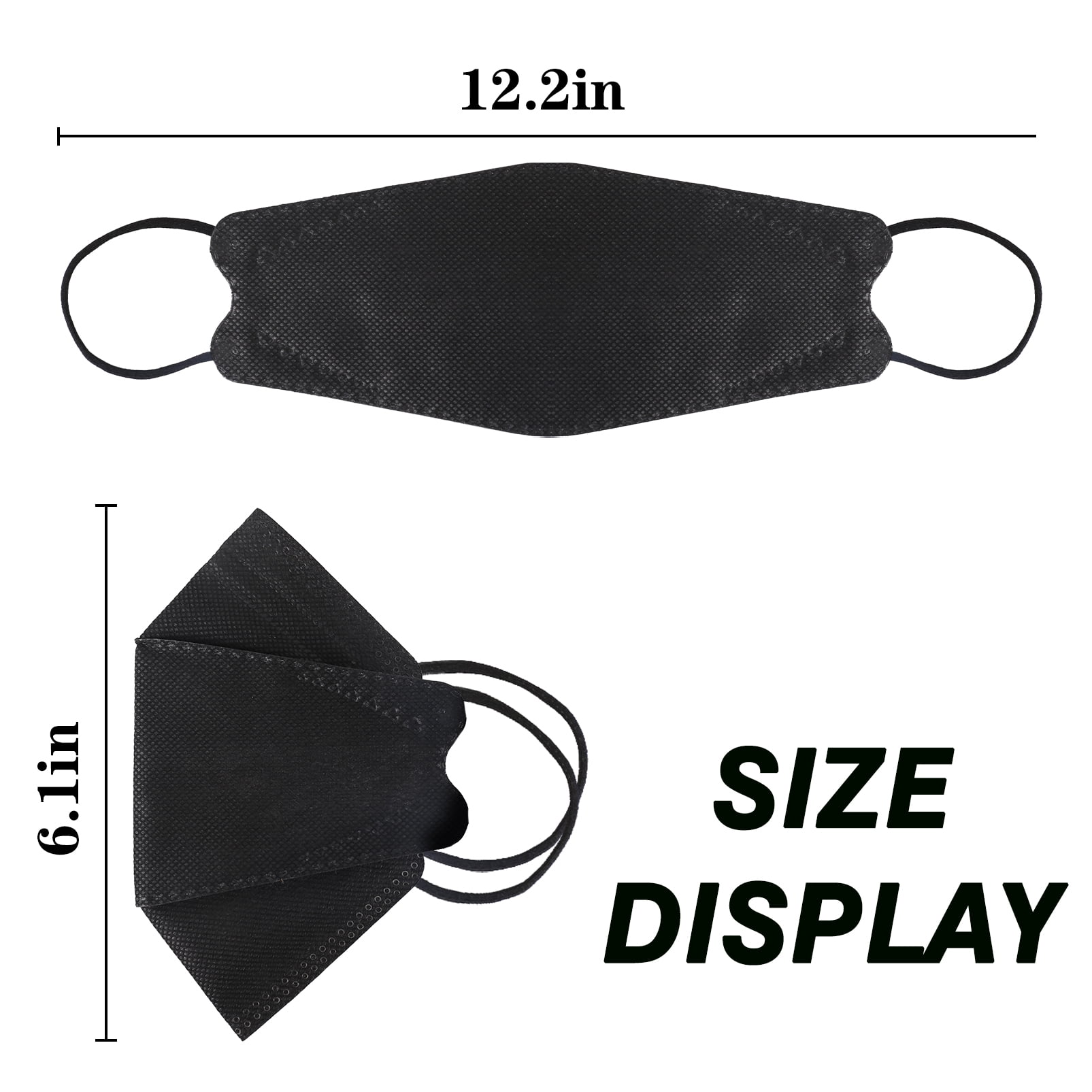 50 Pieces Black Adult KF/94 Face Mask Made in Korea Breathable Comfortable Adult Black 3D Masks Korean Fish Type Facemask for for Men Women Masks