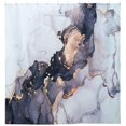 thumbnail image 4 of Cortina de ducha de tela moderna de lujo azul con pintura de arte abstracto de mármol azul marino, juegos de cortinas de ducha para baño pequeños, cortina de baño impermeable, 4 of 7