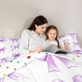 thumbnail image 5 of Manfei Lavender Watercolor Bow 7pcs Bedding Comforter Set For Girls,Coquette Ribbon Bowknot Queen Bedding Sets For Kids,Reversible, 5 of 7
