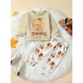 thumbnail image 2 of Conjunto de 2 piezas para bebé niño pequeño, sudadera, jersey y pantalones con estampado de pavo y gobble, ropa de Acción de Gracias, 2 of 6