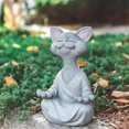 thumbnail image 2 of Figura de Buda con forma de gato para meditación, figura de resina para yoga y meditación, decoración del hogar, 12,5 cm, gato naranja, 2 of 3
