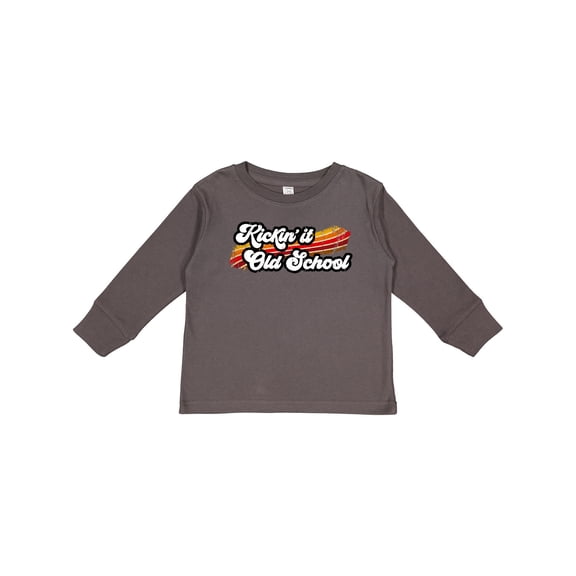 Inktastic Kickin' it Old School with Weathered Retro Stripe Boys or Girls Long Sleeve Toddler T-Shirt