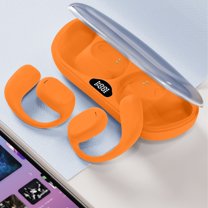 Earbuds for school, Hwkond Bluetooth Headphones Touches LED Digital Display Screen 5.3 Bluetooth Chip HIFI Stereo Surround Sound Intelligent Noise Reduction Low Latency, Orange, Up to 60% Off