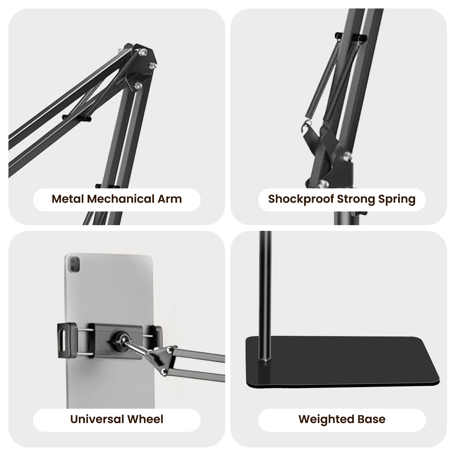 ETEPEHI Tablet Floor Stand: 360-degree Rotatable Metal Tablet Holder - Universal iPad Stand Compatible with iPhone iPad Pro Air Mini, Compatible for Samsung Tab, E-Readers