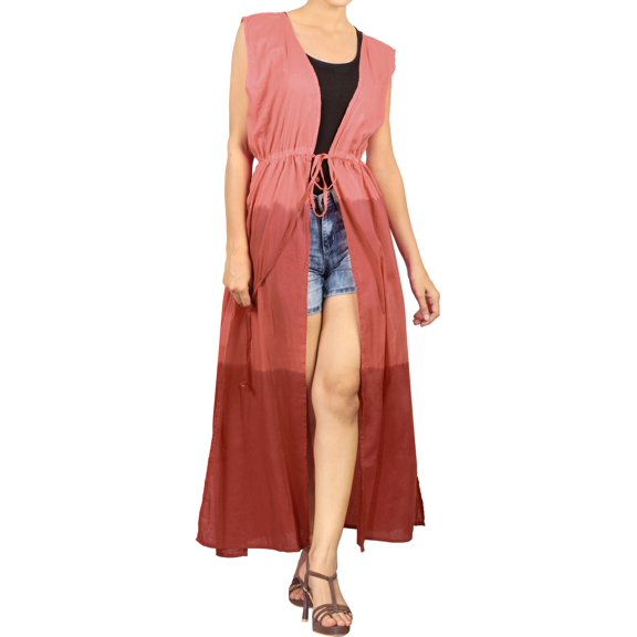 HAPPY BAY Women's Cotton Summer Beach Open Front Slouchy Kimono Beachwear Duster Cardigans for Women L-XL Red_AB833
