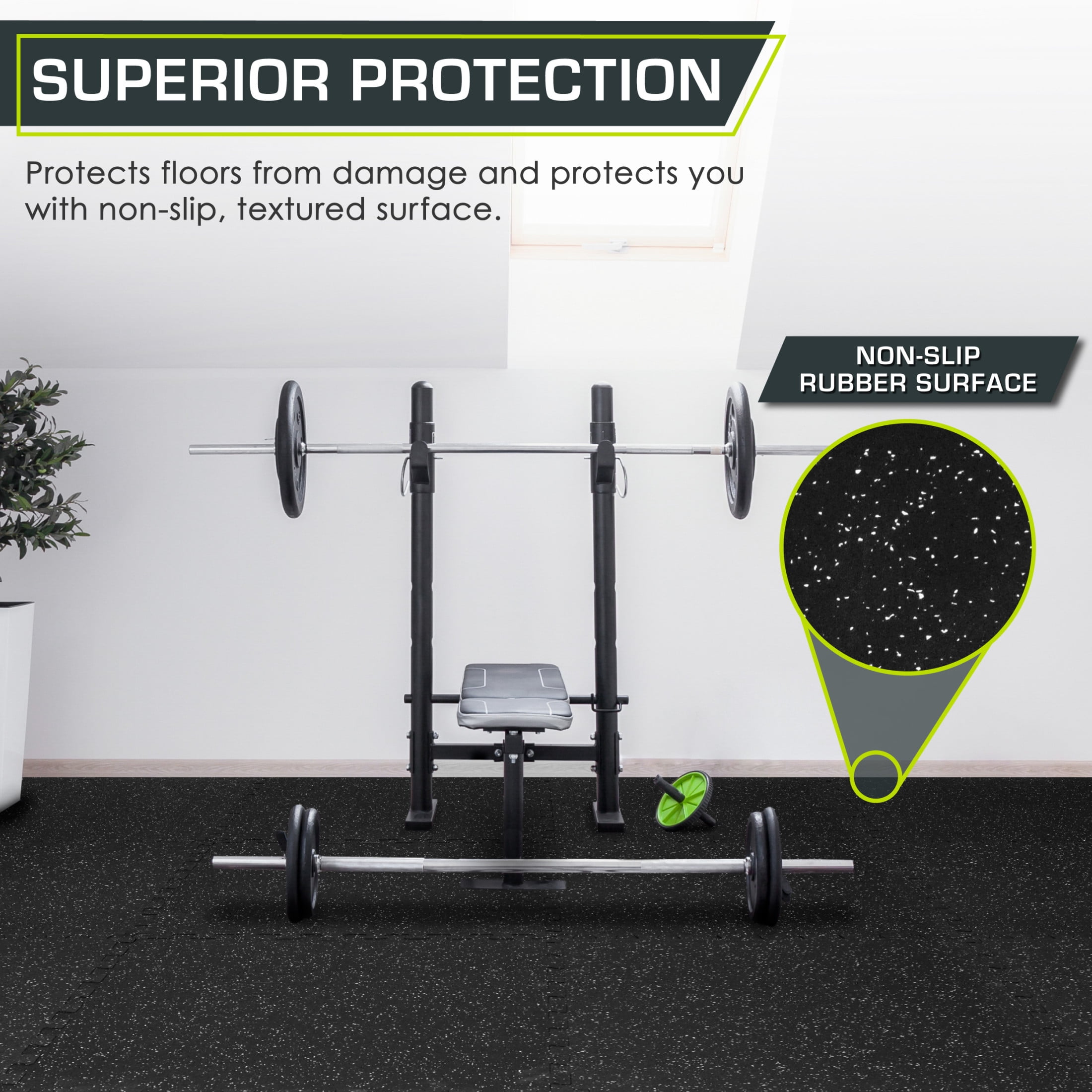 ProsourceFit Rubber Top Exercise Puzzle Mat ½-in, EVA Foam & Rubber Tiles for Home Gym
