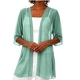 thumbnail image 5 of Cmfcve Women's Chiffon Cardigans 3/4 Sleeve Open Front Sheer Kimono Cardigans Lightweight Casual Swimsuit Cover-Ups, 5 of 6