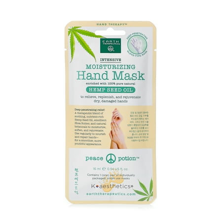 6 pack Earth Therapeutics Hemp Seed Oil Moisturizing Hand Mask relieves, replenishes and rejuvenates dry damaged hands.