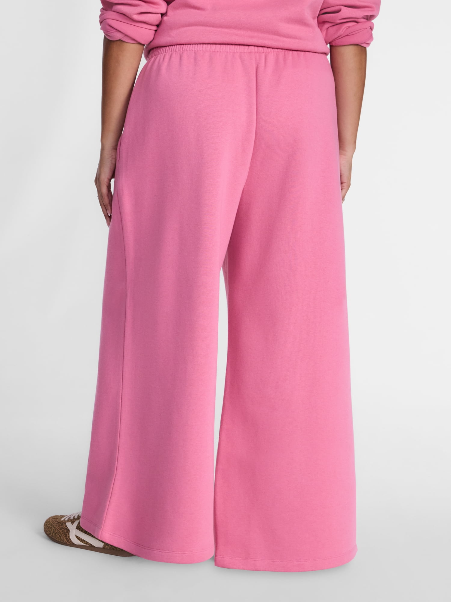 Terra & Sky Women's Plus Fleece Wide Leg Sweatpants, Sizes 0X-5X