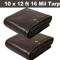 10 x 12ft Brwon 16 mil Tarps and Covers Waterproof Outdoor Extra Thick Tarpaulin, 2Pack
