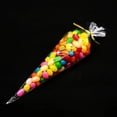 thumbnail image 2 of Bolsa de dulces, bolsa de plástico de cono transparente de 100 piezas con 100 lazos giratorios, embalaje de celofán para dulces, galletas, regalos de fiesta, 18*37 cm, 2 of 4