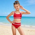 thumbnail image 2 of Yindaity Girls Swimsuit Girls Swimsuit 2-Piece Bikini Set Adjustable Strap Bathing Suits for Teens Swimwear Solid(Red,9-10 Years), 2 of 6