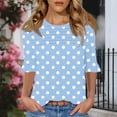 thumbnail image 4 of GERsome Women's Short Sleeve T-Shirts 3/4 Ruffle Sleeve Crew Neck Loose Fit Shirts Polka Dots Summer Casual Tunic Tops, Sizes S-3XL, 4 of 8