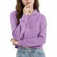 thumbnail image 6 of OGLCCG Girls Cropped Hoodie Kids Lightweight Long Sleeve Fleece Crop Pullover Tops Solid Color Casual Hooded Sweatshirts with Pocket 4-12 Years, 6 of 7
