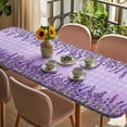 thumbnail image 3 of Purple Lavender Table Cloths for 8 Foot Rectangle Tables, Spring Watercolor Wildflowers Plant Plaid Patio Waterproof Elastic Fitted Tablecloths, Washable Rectangular Table Cover for Camping, 3 of 8