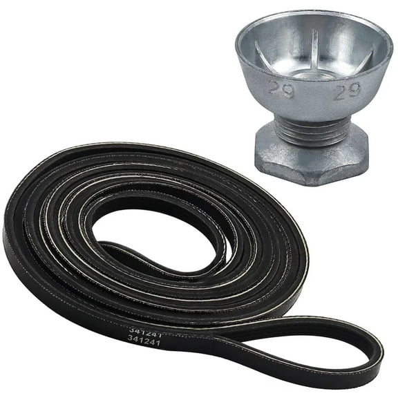 341241 Dryer Belt & 8066184 Motor Pulley for Whirlpool Kenmore Dryers, Replace Part Number PS11744884, W10290525, WP8066184VP, AP6011686, 8578565, W10299847, 3389627, 694871