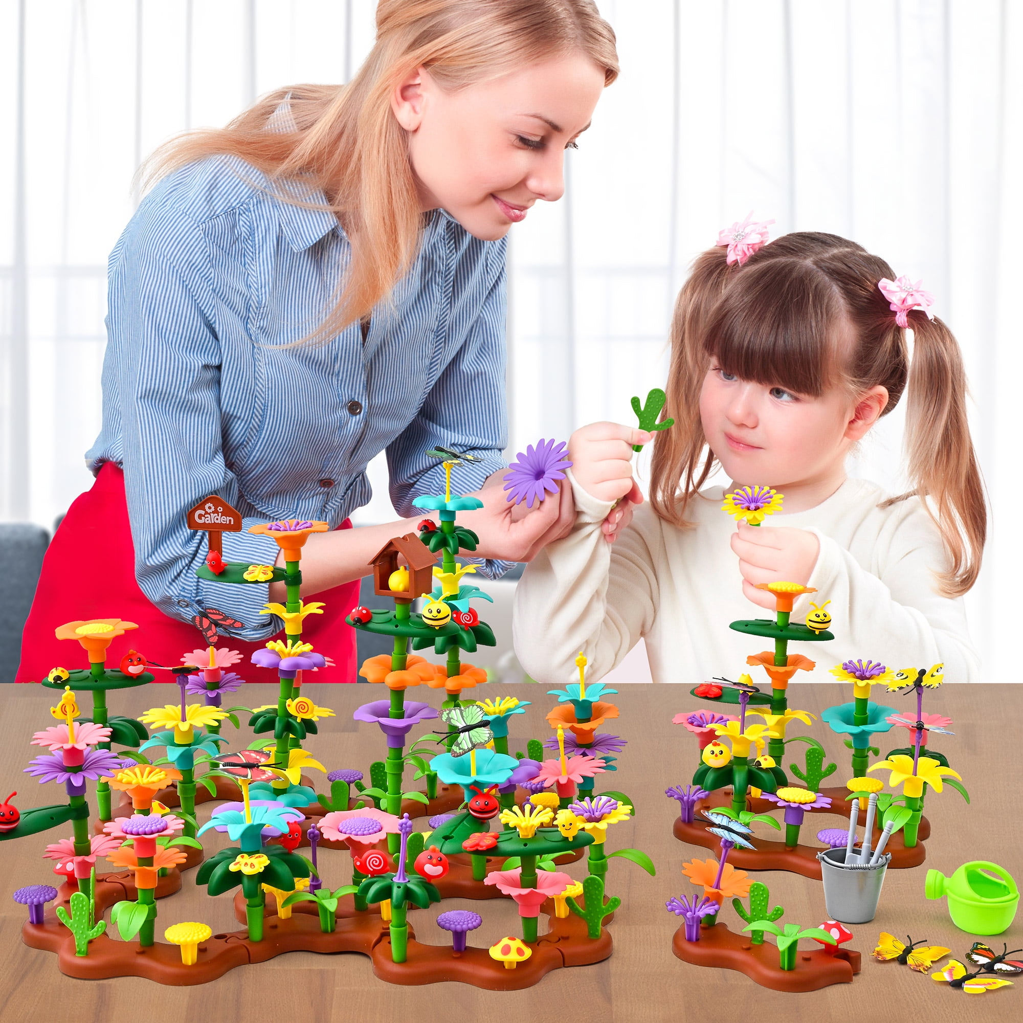Flower Building Block Set - 322 PCS Flower Garden Toy Set for Girls, STEM Educational Kids Toys, Brain Development Preschool Kindergarten Toy for Girls 3-8