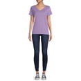thumbnail image 3 of Time and Tru Women's Short Sleeve V-Neck Tee, 2-Pack, 3 of 5