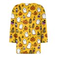 thumbnail image 4 of zaveiop Women Halloween Sales 3/4 Sleeve Tops Fall Blouse V Neck Maple Leaf Pumpkin Print Casual Loose Fit T Shirts Fashion Outfits (Yellow, XXL), 4 of 5