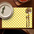 thumbnail image 4 of Yellow and White Checkered Pattern Summer Placemats Table Placemats Set Of 6-Linen Kitchen Washable Placemats Table Mats 11.8"x17.7" Non-Slip Heat Resistant, 4 of 5