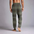 thumbnail image 5 of Wutalume Men's Drawstring Pocket Cuffed Casual Pants with Checkered Print, Comfortable Home Sleep Pants for Everyday Wear and Relaxation,Army Green L, 5 of 7