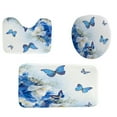 thumbnail image 4 of Set of 4 Pcs Shower Curtain with 12 Hooks Blue Butterfly Decor Bathroom Rugs Sets (Bath Mat , U Shape Toilet Pedestal Rug, Toilet Seat Lid Cover), 4 of 10