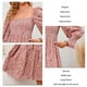 thumbnail image 5 of Vestido largo de mujer Vestido fruncido con cuello cuadrado Vestido de manga larga con estampado floral Vestido con dobladillo con volantes Rosa XL, 5 of 6