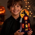 thumbnail image 5 of HAHUT Halloween House Blow Mold Light, Resin Pre-Lit Spooky Mansion with Glowing Witch Moon, Ghost & Black Cat for Halloween Party Tabletop Decor (Red), 5 of 7